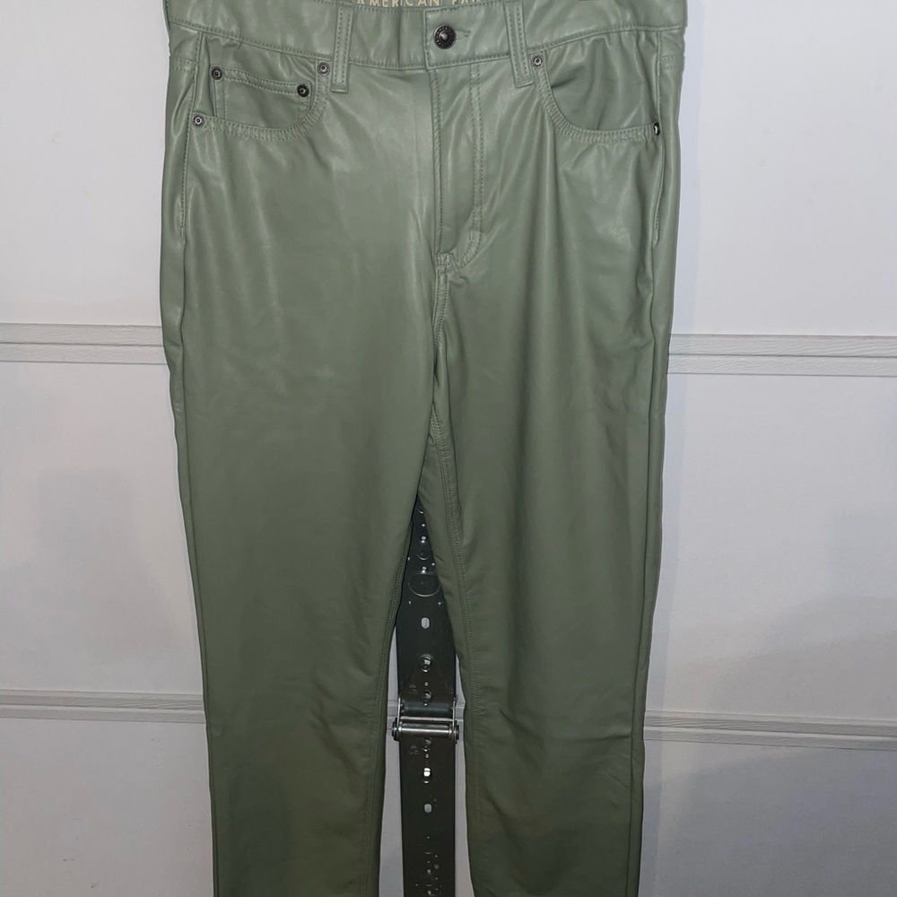 American Eagle Light Green Faux Leather Pants